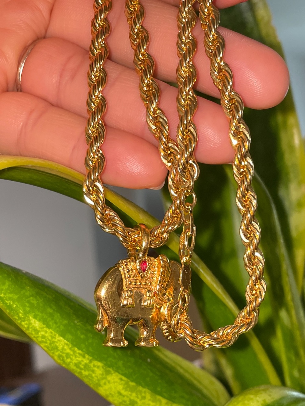 14k gold plated Rope Necklace and gp pendant